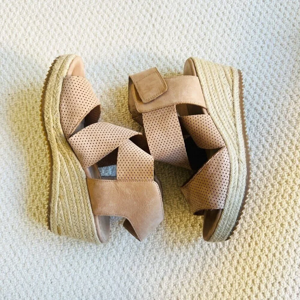 2/$30 Eileen Fisher Willow Espadrille Wedge Sandals Women's Size 8.5